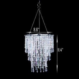 Sparkling Iridescent Beaded Chandeliers 8.6 inches Diameter for Wedding Centerpiece Living Room Bedroom Event Party
