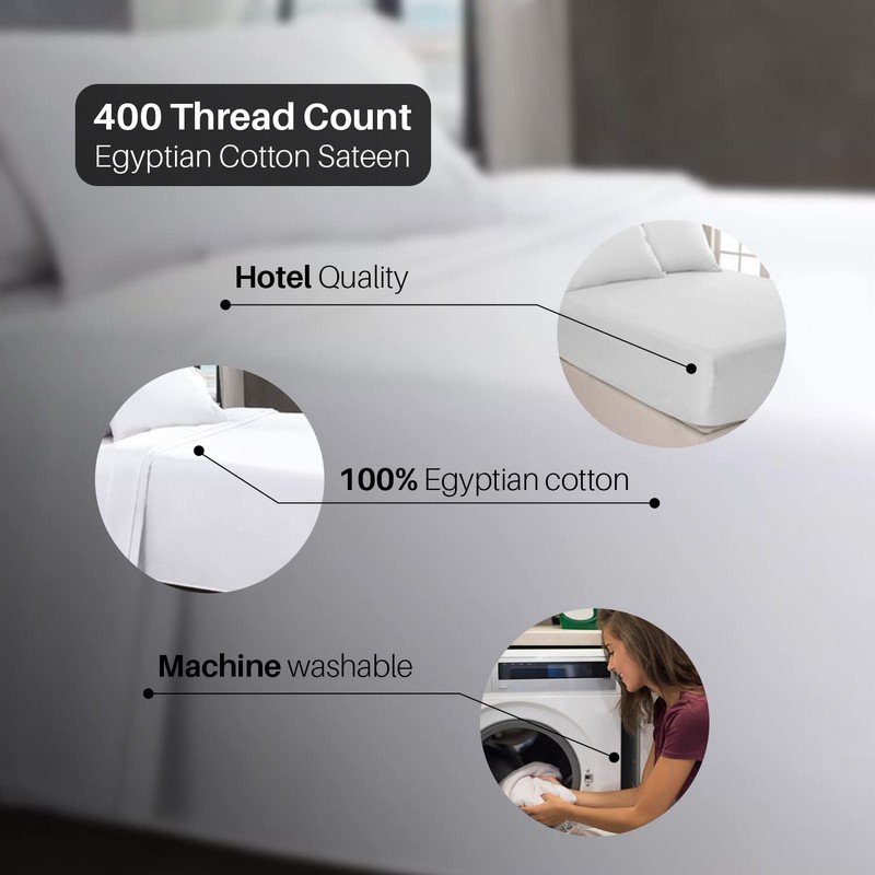 DTEX HOMES Fitted Sheets 400 Thread Count 30cm/12Inch deep 100%