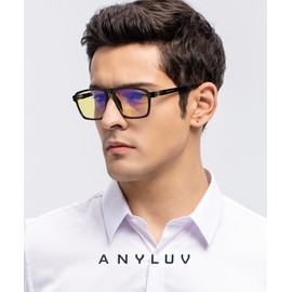 ANYLUV Blue Light Glasses Men, Rectangle business style Glasses for Men Women,Integrated Nose Pad Glasses for Eye Protection