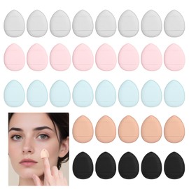 40 Pcs Mini Powder Puff Finger Makeup Puff Water Drop Shaped Makeup Powder Puff Reusable Setting Powder Puff Mini Makeup Tools Make Up Sponges for Face