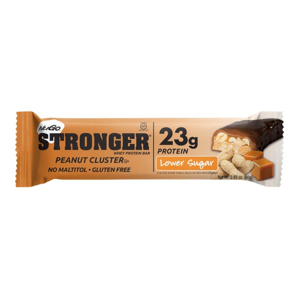 NuGo Stronger Peanut Cluster, 23g Whey Protein, 10g Fiber, Gluten Free, (pack of 12)