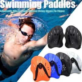 Par de Palas de Natación Profesionales - Longitud Ajustable, Guantes, Equipo de Entrenamiento, Fácil de Usar (Negro)