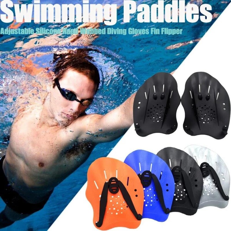 Par de Palas de Natación Profesionales - Longitud Ajustable, Guantes,