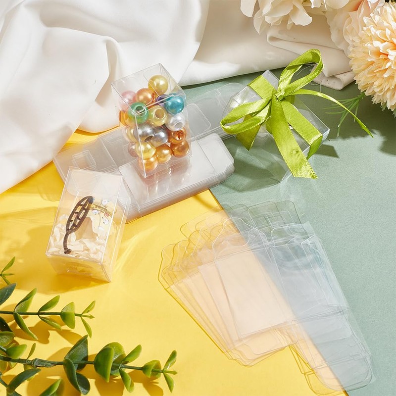DELORIGIN 24Pcs Clear Gift Box 1.1 X1.1 X1.9inch Small Cases