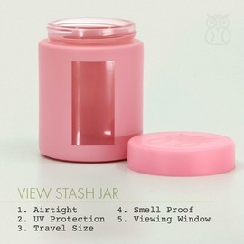 Treehouse Stash Jar (4 oz/120mL) Viewing Jars for Herbs, Spices, Coffee, Teas & More, Air Tight Jar, Thick UV Protection Glass, Smell Resistant Herb Storage (Set of 4) (Matte Pink)