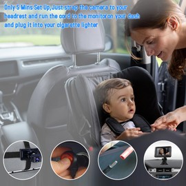 Shkalacar Baby Car Camera 4.3" HD Night Vision Baby Car Mirror- 1080P Night Vision Rear Facing Baby Monitor, 150° Wide View Angle for Infants Kids Pets with Camera USB Plug