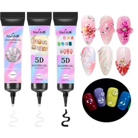 NAILGIL 3D Sculpting Gel for Nail Art 30g Clear White Black No Wipe Molding Gel for Nails Gel Liner 5D Drawing, Molding, Sculpture, Candy Gel Nail Christmas Decoration