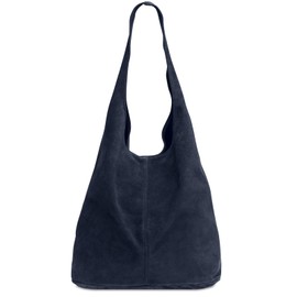 Caspar TL767 Large Leather Women’s Shopper Bag - Blue -