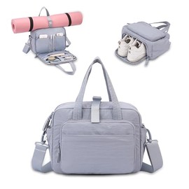 Geelraqaly mini gym bag for women, travel duffel bag with wet pockets and Shoe Compartment,Lightweight carry on weekender duffel, water resistant,for sports,yoga,dance,blue