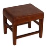 Bare Decor Alvin Genuine Leather Ottoman with Solid Teak Wood