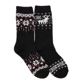 MUK LUKS Women's Wool Socks (2 Pair Pack), Black, OS