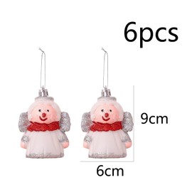 YIEUR Pack of 6 Christmas Baubles Red White Christmas Angel Pendant Plastic, 9 cm Christmas Tree Decorations with Tie Cord, Christmas Decoration Christmas Tree Charms for Christmas Trees, Window