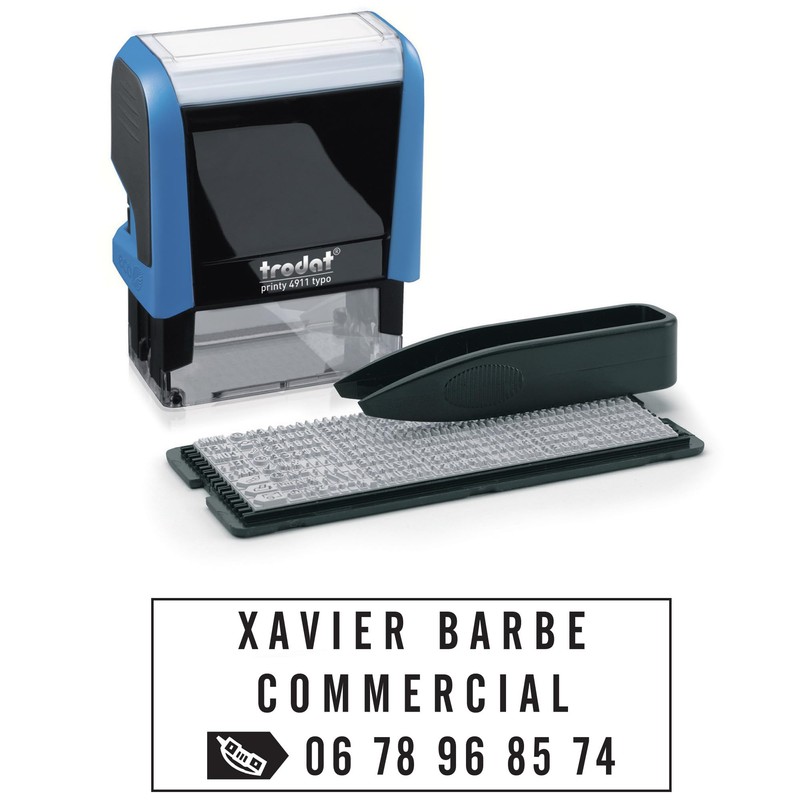 Trodat Printy 4911 DIY Self Inking Stamp,Blue Body - Black