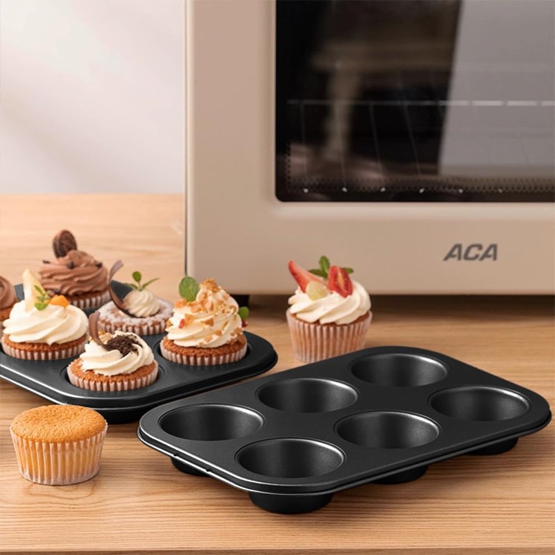 ASBAYSON 2 Packs Premium Steel Muffin Pan for Baking, Round