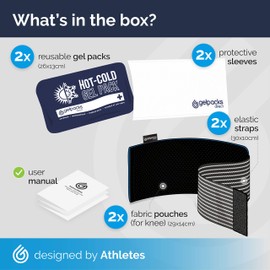 Gelpacks Direct Knee Ice Pack Wrap (2 Pack), Reusable Gel Ice Pack for Knee Injuries, Ice Knee Brace for Knee Replacement Surgery, Hot Cold Compress Knee Wrap for ACL, Joint Pain, Arthritis, Swelling