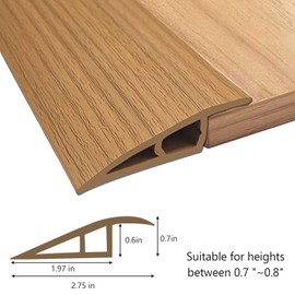 Door Threshold Transition Strip 118inch, 1/2"-3/5" Height Reducer Molding, Self-Adhesive Vinyl Floor Transition for Uneven Wood, Tile, Carpet Thresholds & Ramps (Yellow Oak, 9.9FT)