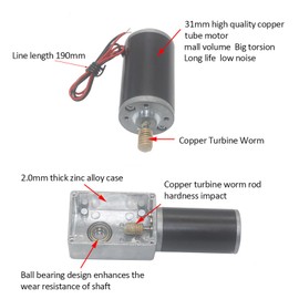 Respicefinem DC 12 V Gear Motor with Gear, High Torsion Speed, Reduce the Electric Gear Motor, Reversible Worm Gear Motor, 8 mm (12 V, 400 rpm)