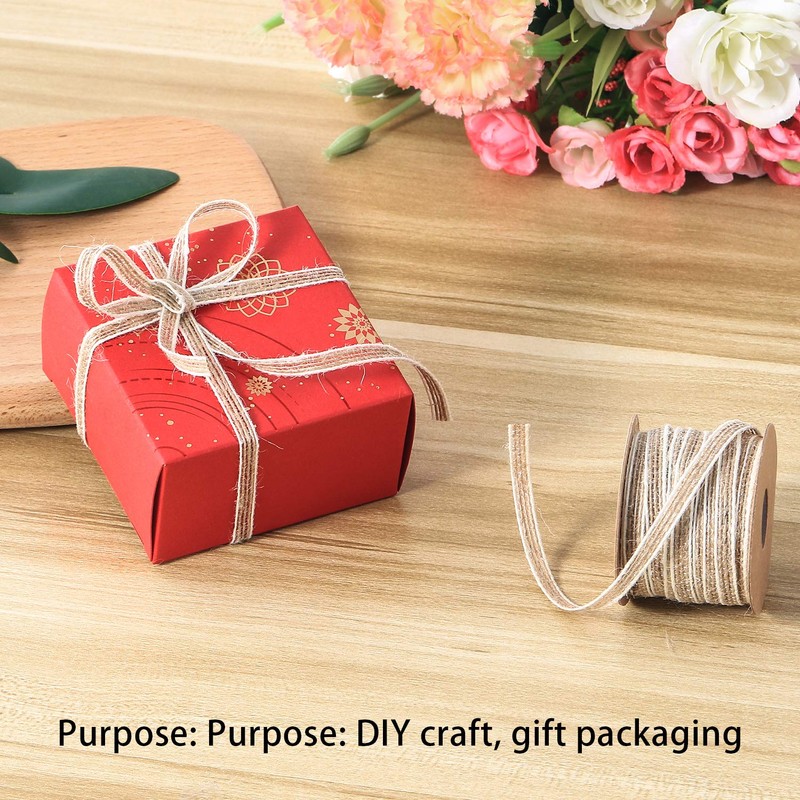 4 Rolls Jute Hessian Ribbon, Natural Burlap Ribbon Bundle, Jute