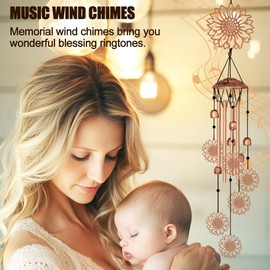 BEUNITONE Large Aluminium Wind Chimes 33" Outdoor Deep Tone Memorial Wind Chimes with Sunflower Wind Catcher, Sympathy for Loss of Loved Mom Father,Metal Wind Chime for Garden Patio Balcony Home Decor