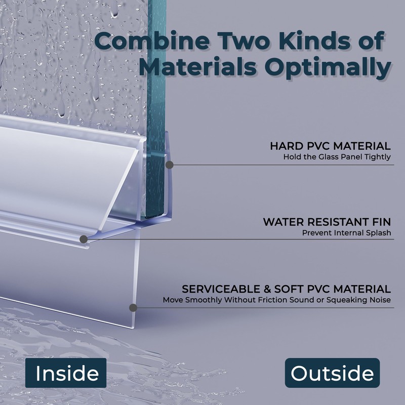 Framed Shower Door Bottom Seal, 3/16" x 39" Glass Door