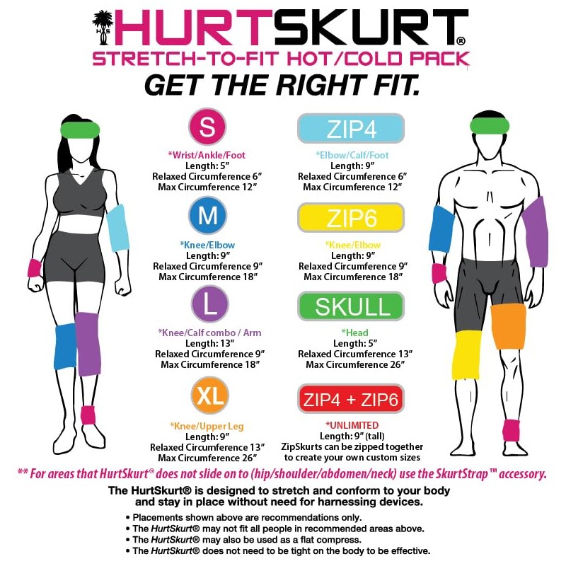 HurtSkurt Revolutionary Stretch-to-fit hot/Cold Pack- Waikiki Medium