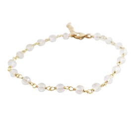 Clear Quartz Bracelet - Gemstone Jewelry - Wire Wrapped Rosary Chain - 14k Gold Filled