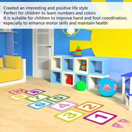 Pack of 12 Number Hopscotch Game Floor Stickers, DIY Digital Creative Floor Stickers, Funny Colourful Hopscotch Stickers, Corridor Decoration for Children's Room, Classroom, Playroom, Nursery