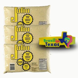 Farinha de Mandioca Brasileira Torrada Julia 1Kg | Pack of 3x1Kg | Brazilian Toasted Cassava Flour + Silicone Bracelet Souvenir | Brazil in Texas Bundle