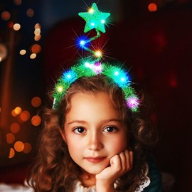 BARTOSI Christmas Light up Stars Headband LED Star Headbands Glowing Xmas Party Hair Accessories for Women (Set 2, One size)