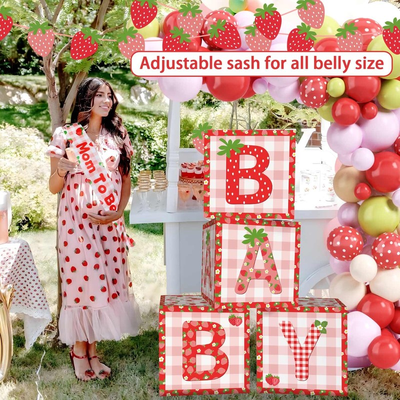 Lopeastar 16Ft Strawberry Baby Shower Decorations Balloons Boxes Kit, Berry