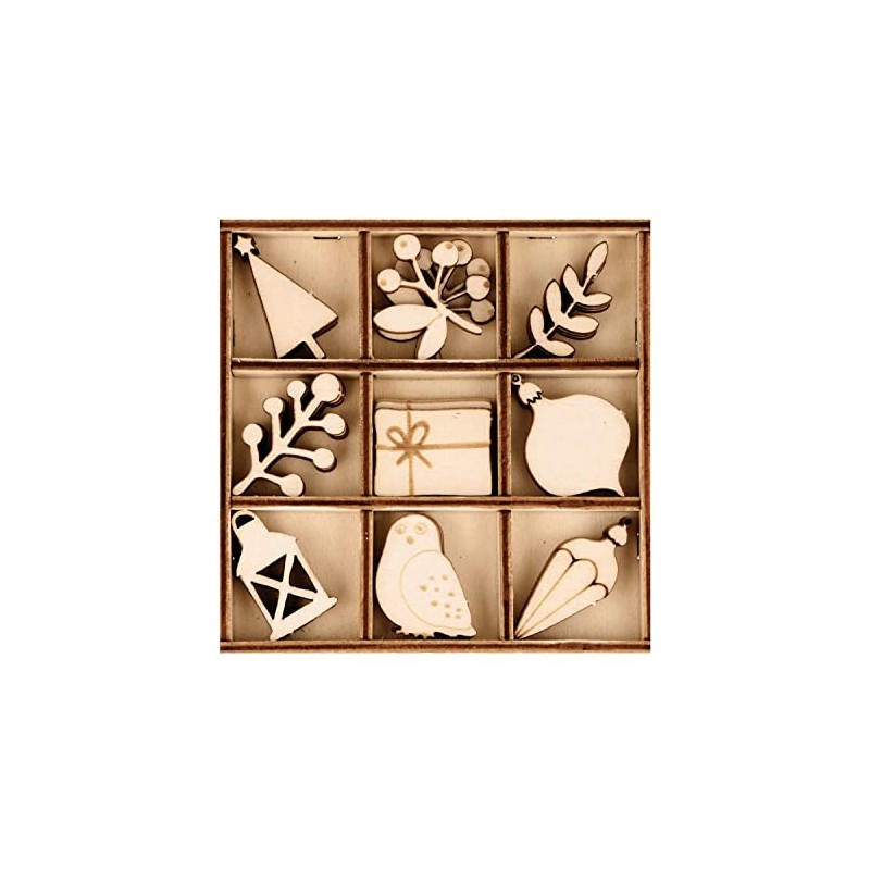 27 Mini wooden decorations - Christmas theme