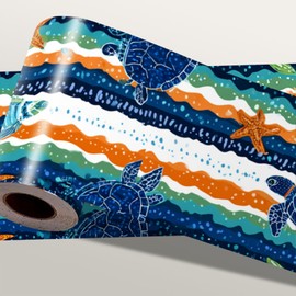 IOHEFY Southwest Style Wallpaper Border 196x4 Inch Peel and Stick Wall Border Blue Orange Geometric Pattern Removable Vinyl Wall Trim Kitchen Living Room Home Decor