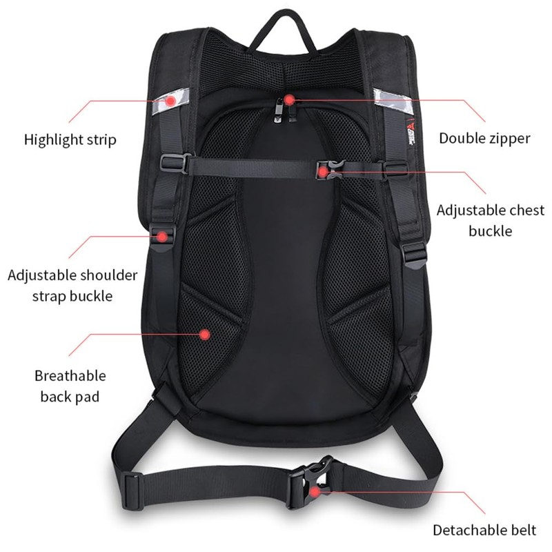 mjmoto Motorcycle Backpack Waterproof Large Capacity Carbon Fiber Rider Backpack
