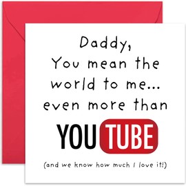Fun Father's Day Cards from Child or Baby - 'Mean the World To Me' - Cute Birthday Card for Daddy from Son or Daughter - Thoughtful Gifts to Make Him Smile - Blank Inside with Envelope