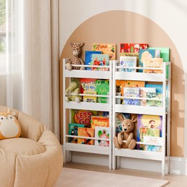Kids Bookshelf - Wall Mounted 6-Tier Book Shelf for Kids Rooms, Behind the Door Bookshelf for Kids/Baby/Toddler, 15"W Corner Wall Book Shelf for Bedroom/Nursery, Kids Organizer for Toys and Books