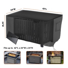 Saking Rectangular Fire Pit Cover, Waterproof Windproof Anti-UV Heavy Duty Cover for Gas Fire Table Furniture - 42 x 24 x 24 inch