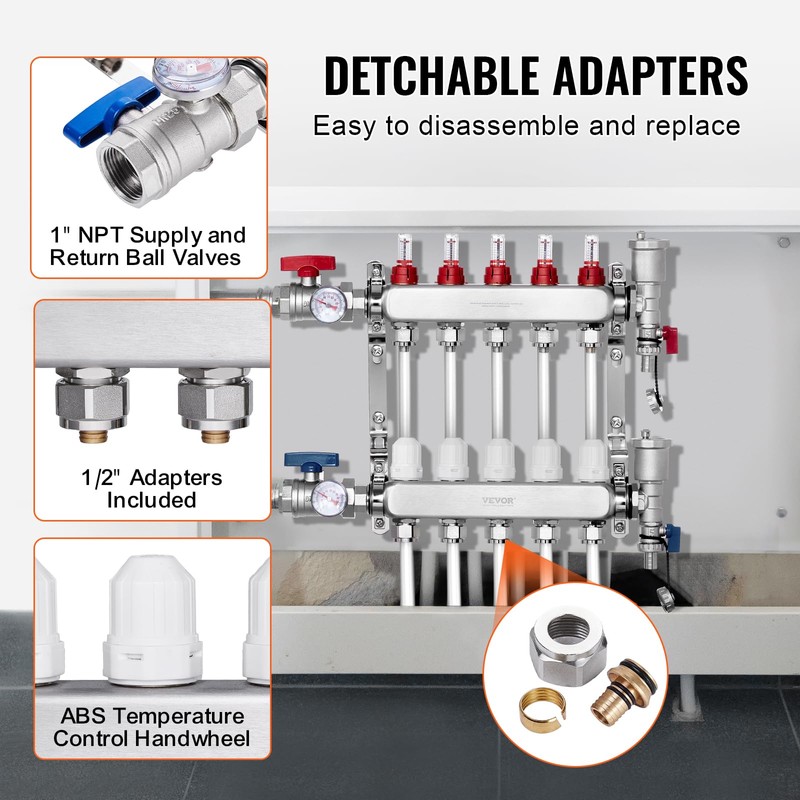 VEVOR 5-Branch Radiant Heat Manifold