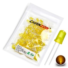 CHANZON 100 pcs 5mm Yellow Diffused LED Diode Lights (Colored Lens Round DC 2V 20mA) Lighting Bulb Lamps Electronics Components Indicator Light Emitting Diodes