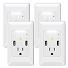 Wall Outlet with Night Light, GreenCycle 15 Amp USB Ports