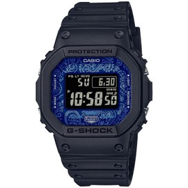 Casio G-Shock GW-B5600BP-1JF Men's Wristwatch, Bluetooth Equipped, Radio Controlled Solar, Blue Paisley Series, Black, Limited Edition Blue Paisley Series, Resin Band