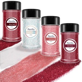 Renfio Glitter, 4 Colors Glitter Set, 1.94oz(55g) X 4 Fine Glitter PET Flakes Crafts Sequins 1/128" Glitter Powder Christmas Glitter Roses Red Party Proposal Wedding Decorations - Romantic Love