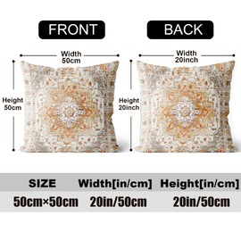 ZSYTZL Boho Throw Pillow Covers 20x20 inch Set of 2,Soft Pillowcases Bohemia Carpet Pattern Decorative Sofa Living Room Bed Square Pillow Case Cushion Cover-Brown