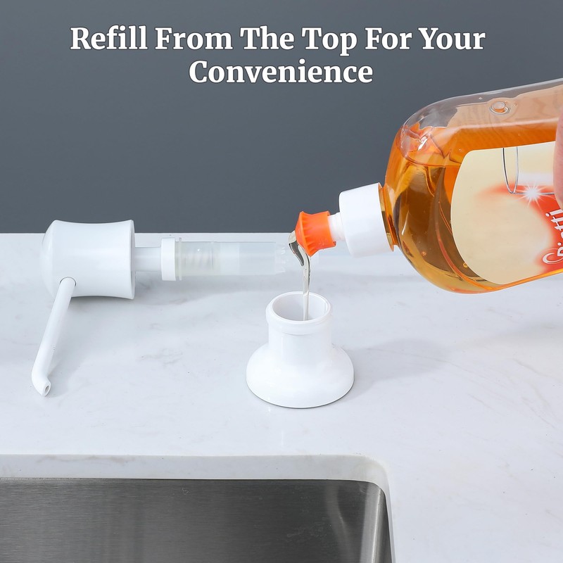 White Sink Soap Dispenser for Kitchen Sink (White), Built-in and