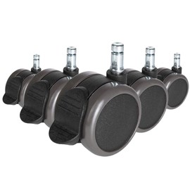 5 x Hard Bottom Roles with Parking Brake 11 mm/65 mm Office-Chair-Roles (5 SERIES Pack) hjh OFFICE