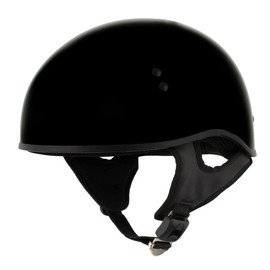Milwaukee Leather Hot Leathers HLD1004 POW Gloss Black Motorcycle DOT Approved Skull Cap Half Biker Helmet - Large
