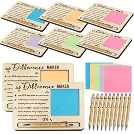 WOODOUNAI 10 Sets Difference Maker Gift Appreciation Gifts Bulk Includes Wooden Sticky Note Holder Sticky Notes Ballpoint Pens Thank You Gifts for Employee Coworkers Teacher (Difference Maker)