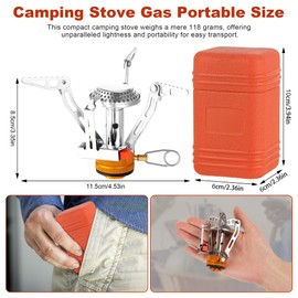 Camping Stove Portable, Windrpoof Camp Stove, Compact Gas Stove, Backpacking Stove with Carry Case, Propane Stove Camping Burner, Propane Burner, Lightweight Hiking Gear for Outdoor, Picnic, Travel