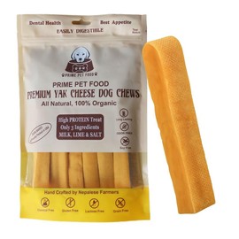 Prime Pet Food Yak Cheese Himalayan Dog Chews for Aggressive Chewers & Teething Puppies - All Natural Dog Treats - Select Size & Pack: Large 4 Pack