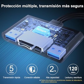 Lector de tarjetas SD 5 en 1, adaptador USB 3.0 de alta velocidad para teléfonos/tabletas, dispositivos USB C y USB A con ranuras para tarjetas Micro 