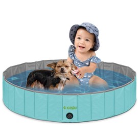 Kundu Round (32" Diameter x 8" Deep) Heavy Duty PVC Outdoor Pets and Kids Pool/Bathing Tub - Portable & Foldable - Medium